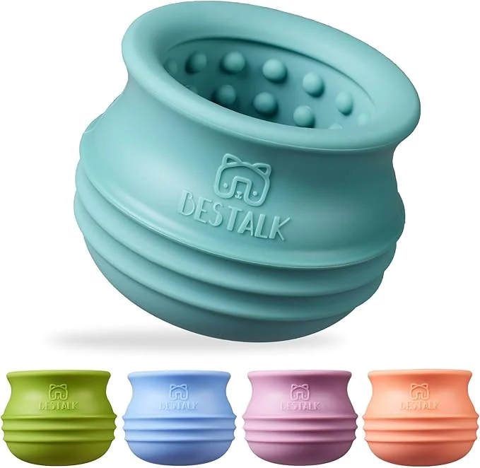 Next-Generation Dog Enrichment Treat Toy Long-Lasting Wobbly Interactive ze Lick Toys for Dogs Stuffable Puzzle Feeder Toy for Boredom Silicone Treat Dispensing Chew Toy Teal Blue L About This