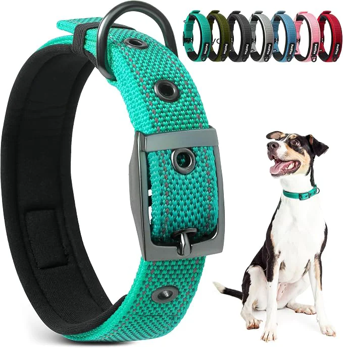 Smooth PetiFine Dog Collar for Large Dogs Neoprene Padded and Adjustable Reflective Superior