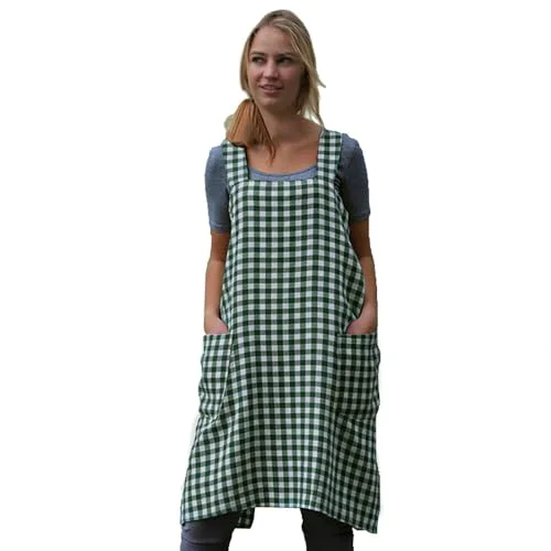 Trendy Women’s Pinafore Square Apron Baking Cooking Gardening Works Cross Back Cotton Unique