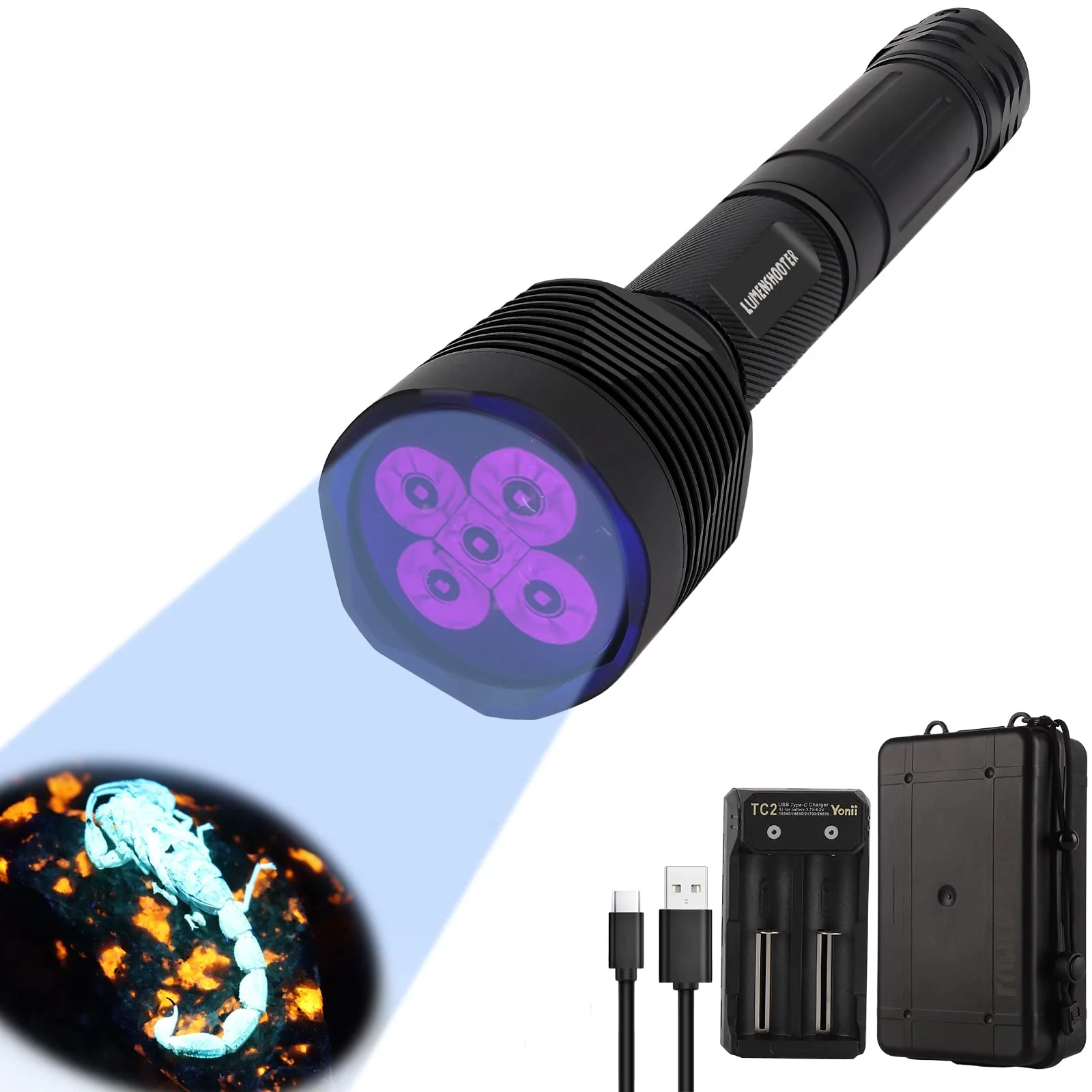 Top-Quality LUMENSHOOTER S5 UV Flashlight – 365nm Black Light 5 LEDs for Resin Curing Stain Detection Rockhounding Scorpion Hunting Luxury