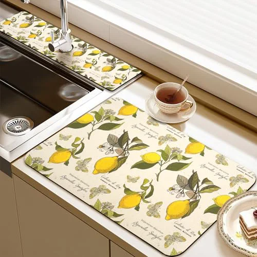 Crafted 19.5 x 12 Dish Drying Mat 24 x 5.5 Sink Splash Guard Natural