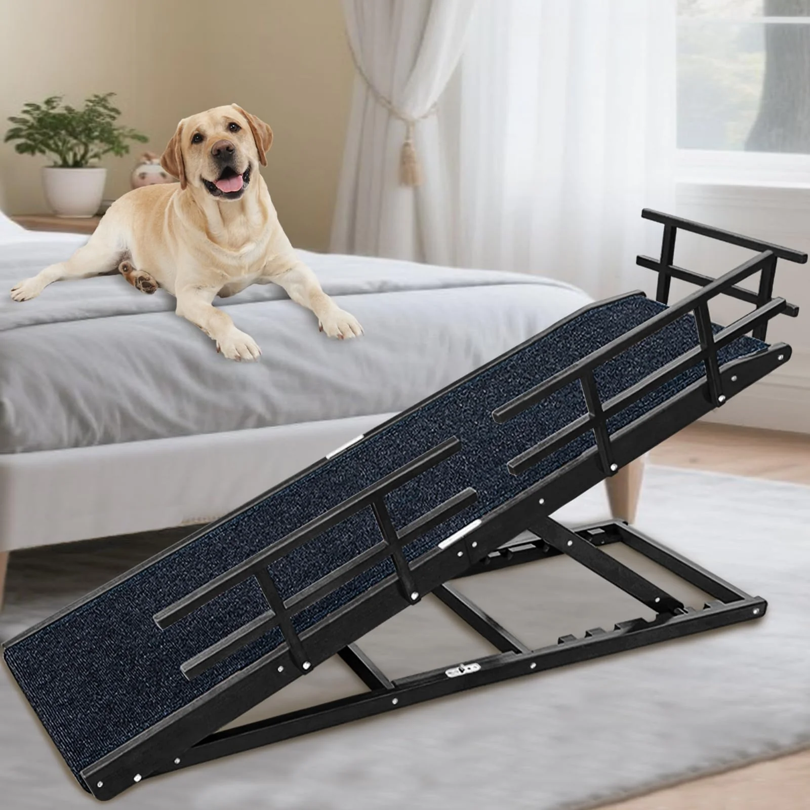 Recyclable Jopavo Dog Ramp for Bed 65 inch Length — 32 inch Height Non-Slip Carpet Environmentally Friendly