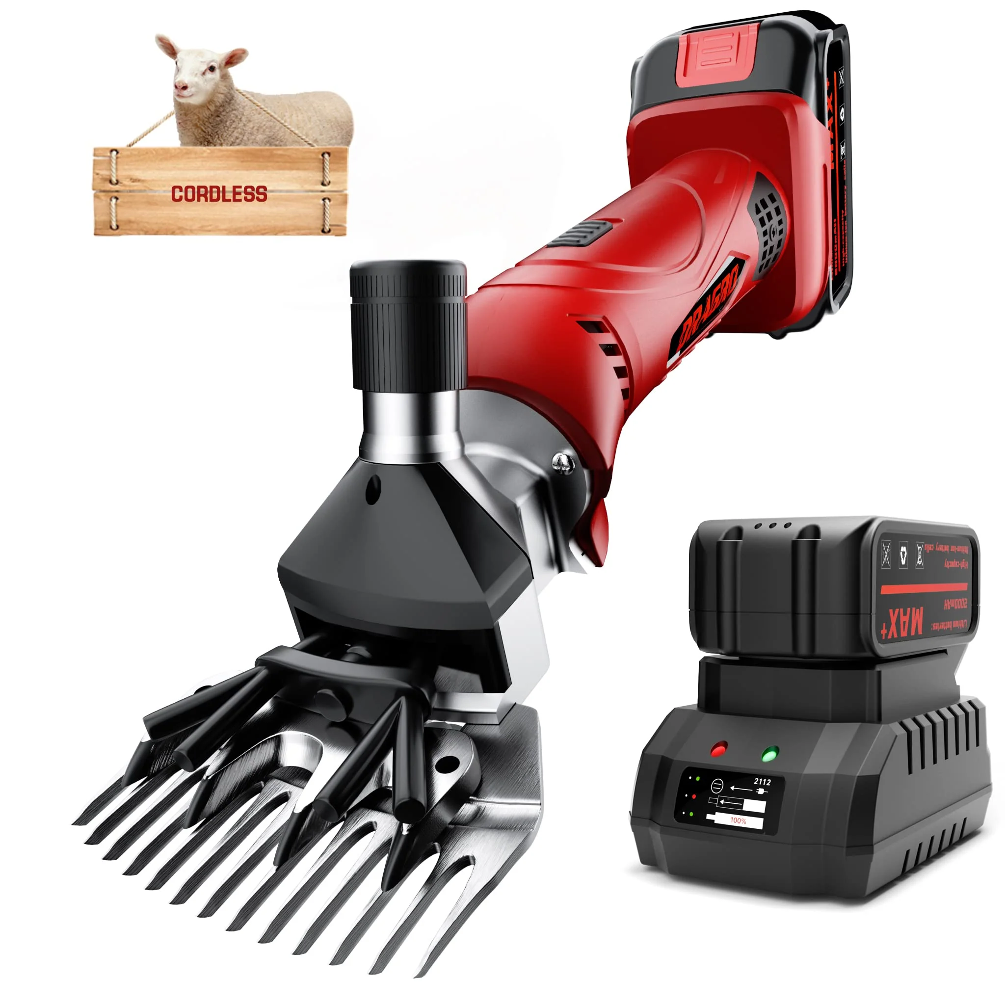Selected Dragro Cordless Electric Sheep Shears – 6-Speed 2 Batteries Certified