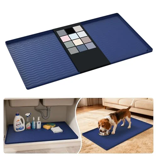 Trendy Waterproof Silicone Under Sink Mat 34” x 19” Shelf Liner for Kitchen and Bathroom Crafted