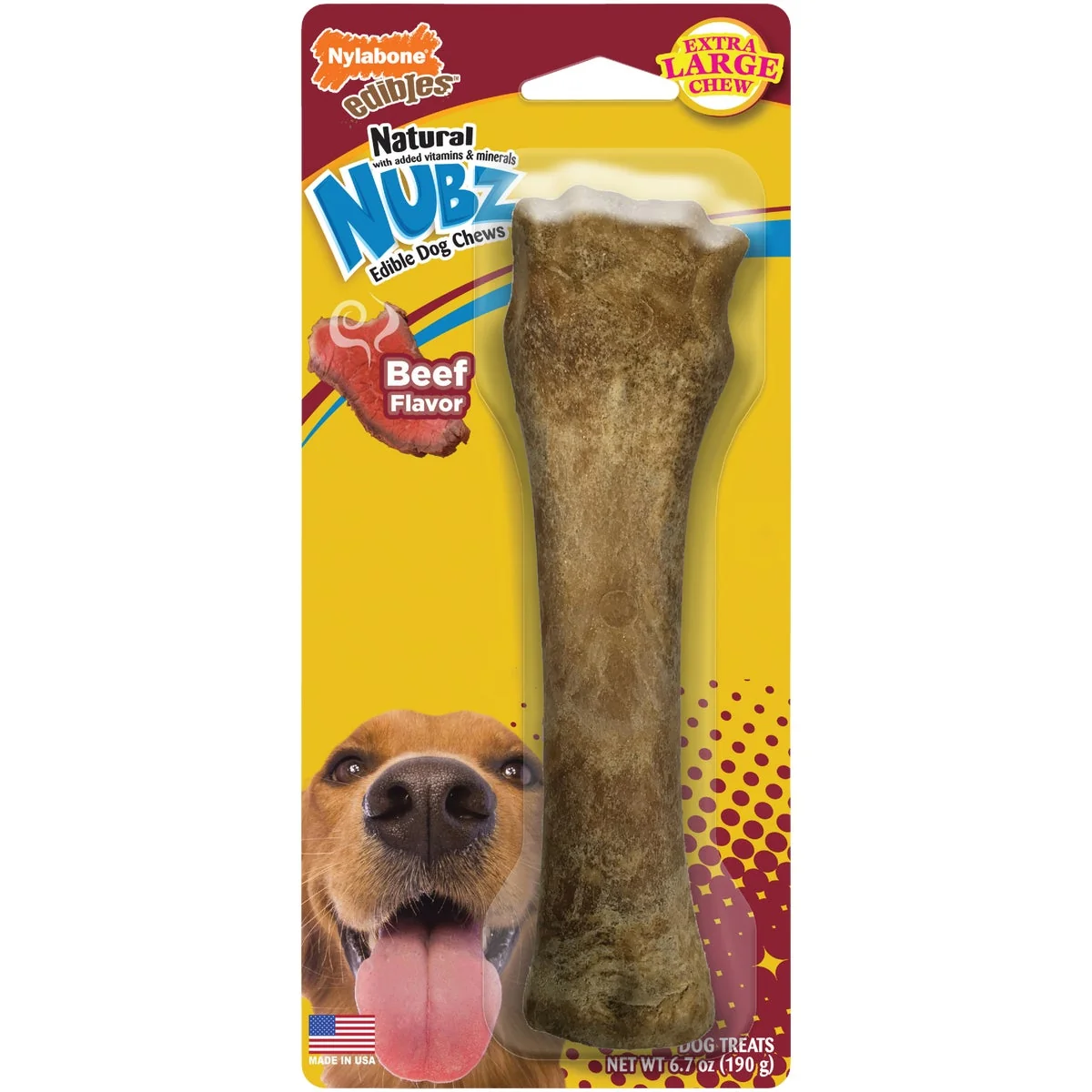 Casual Nylabone Edibles Natural Nubz 6.7 Oz. Beef Flavor Extra Large Chew Bone Relaxed