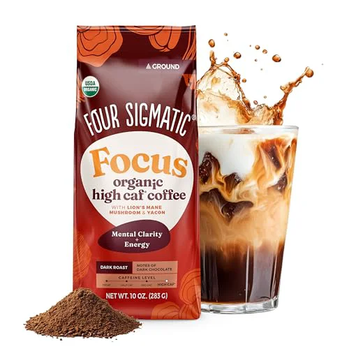 Premium Organic High Caffeine Lion’s Mane Ground Coffee 10 Ounce Modern