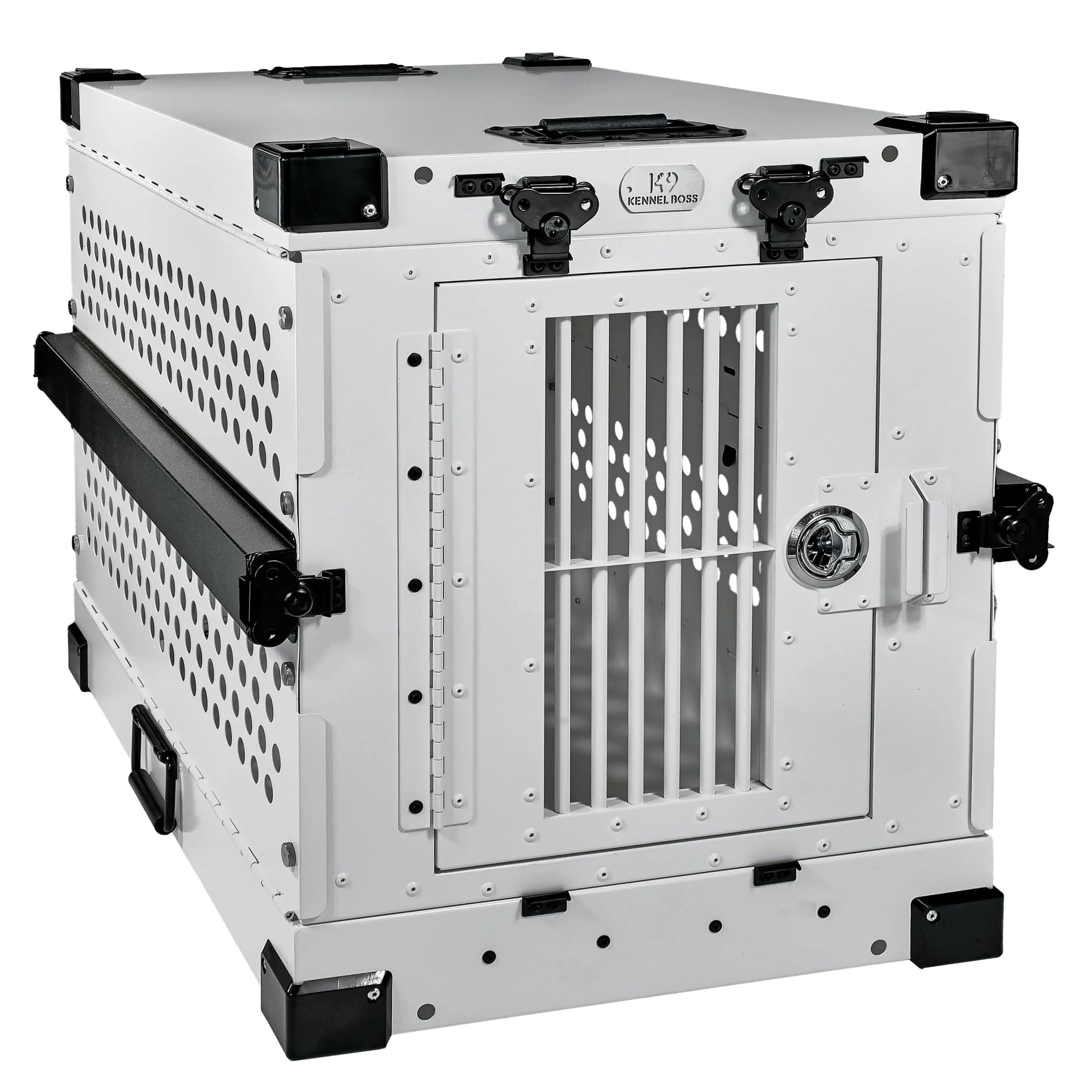 Breathable K9 Kennel Boss – Heavy Duty Collapsible Aluminum Dog Crate – Small White Premium