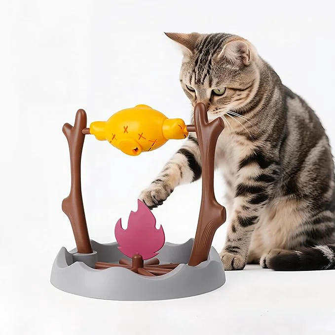 Eco-Friendly Pet BBQ Slow Feeder Chicken Puzzle Toy Rotatable Treat Dispensing Long-Lasting Interactive Dog Cat Toy Hide and Seek Snuffle Game Medium Barbecue About This Pure