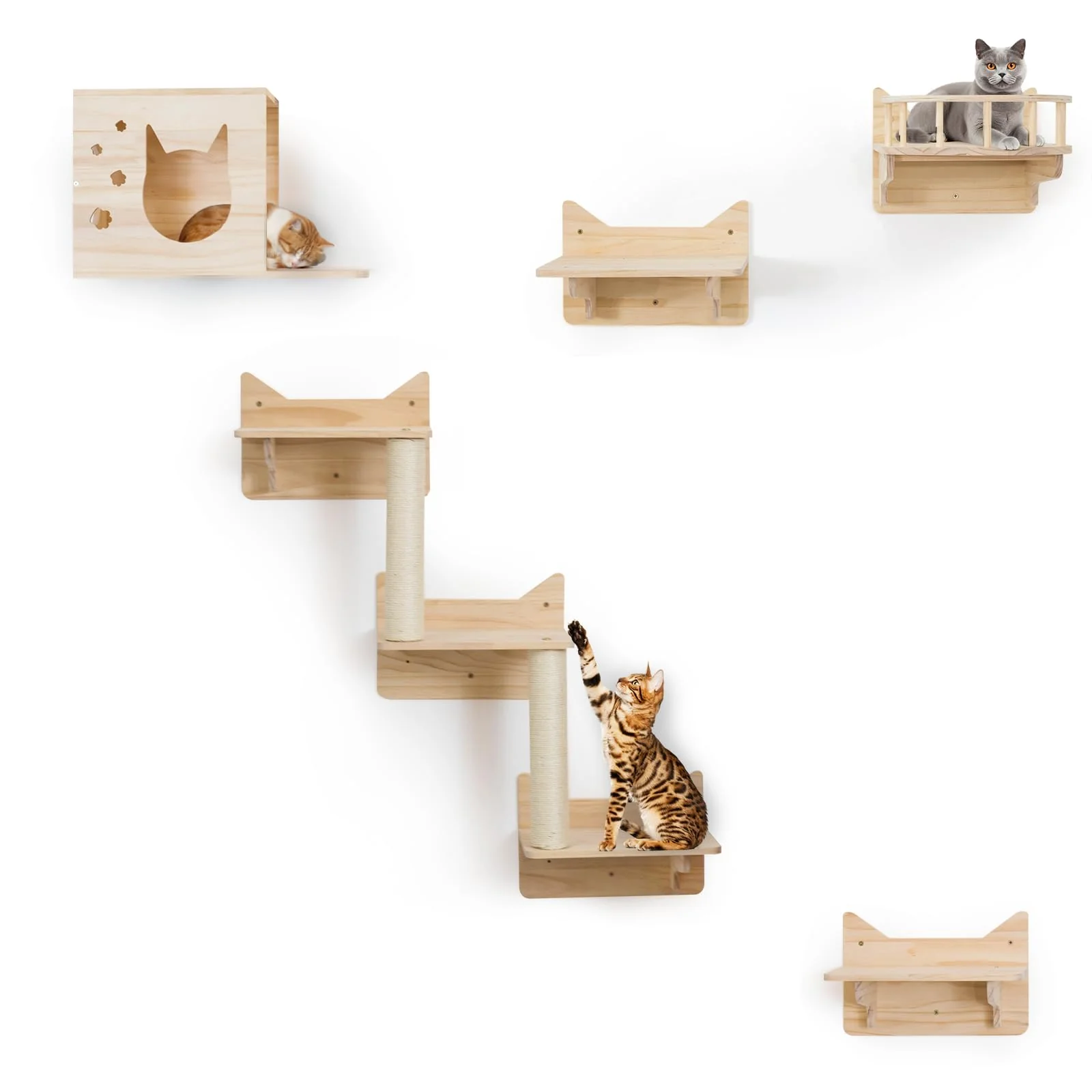 Trusted MIUZMORE 9-Piece Wall-Mounted Cat Shelves Set — Extra-Wide Space-Saving for Large Cats Proven