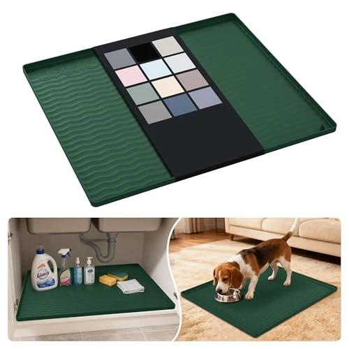 Proven Waterproof Silicone Under Sink Mat 25” x 22” Shelf Liner for Kitchen and Bathroom Effective