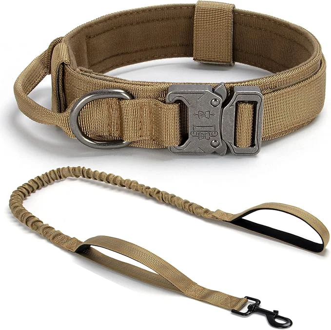 Soft Tactical Dog Collar Set Adjustable Military Training Nylon Dog Collar Traditional