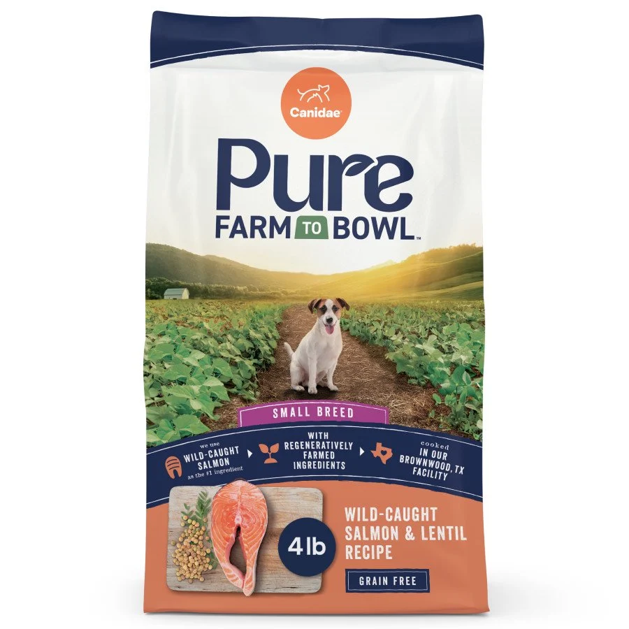 Trusted Canidae Pure Farm to Bowl Small Breed Adult Dry Dog Food Wild-Caught Salmon Lentil 4-lb Unique