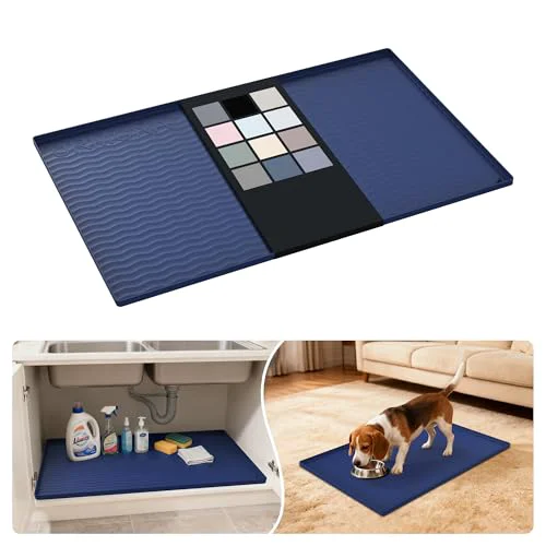 Environmentally Friendly Waterproof Silicone Under Sink Mat 34” x 22” Shelf Liner for Kitchen and Bathroom High-Performance