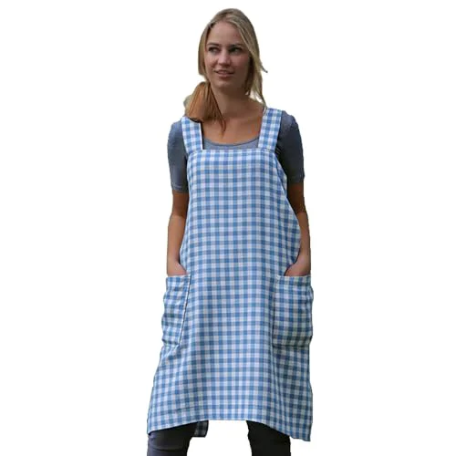 Breathable Women’s Pinafore Square Apron Baking Cooking Gardening Works Cross Back Cotton Dependable