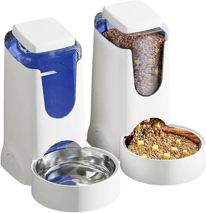 Safe Hamiledyi Pets Automatic Gravity Feeder Dogs 2.8L Food 4L Water Dispenser Set with Stainless Steel Bowl for Medium Big Dog Cat White About ThisOverview Proven
