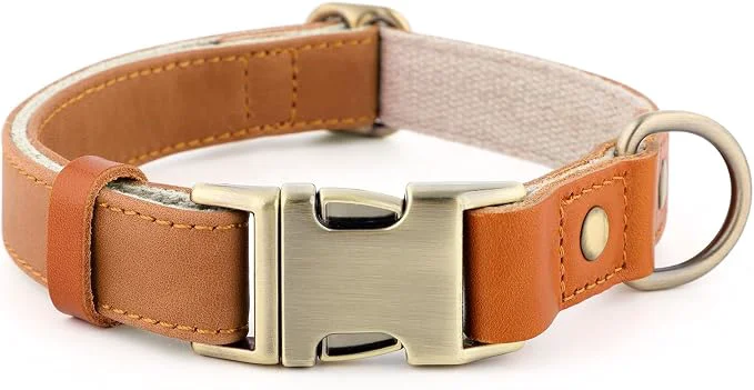 Proven Plutus Pet Leather Hemp Dog Collar – Adjustable Heavy Duty Pet Collar Crafted