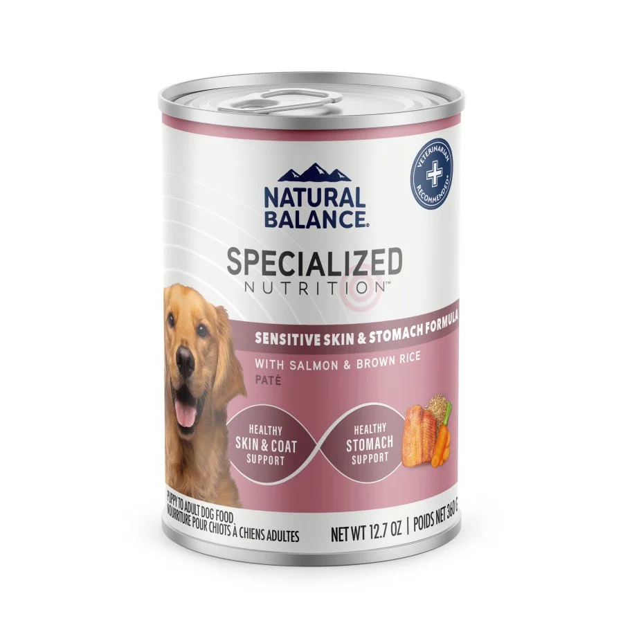 Optimized Natural Balance Specialized Nutrition Sensitive Skin Stomach Wet Dog Food Salmon Brown Rice 12.7-oz Smooth