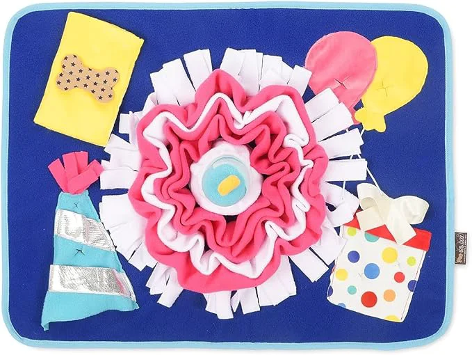 Comfortable P.L.A.Y. Cute Snuffle Mat for Dogs – Birthday Themed Interactive Food Treat Mat for Puppies Dogs – Enrichment Toy Great for Slow Feeding Nosework Foraging Skills – Machine WashableAbout ThisOverview Artisan