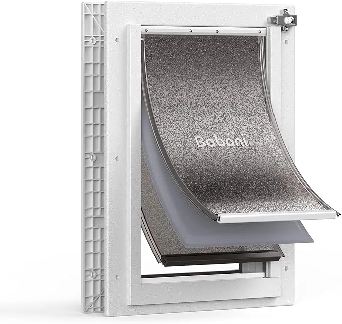 Traditional Baboni 3-Flaps Pet Door for Interior and Exterior Doors Durable Plastic Frame Convenient