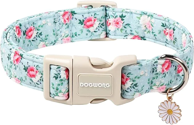 Authentic DOGWONG Floral Dog Collar Cute Adjustable Flower Collar Girl Female Dog Collar Proven