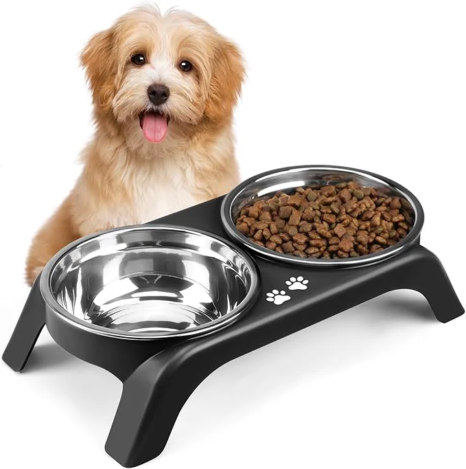 Unique d Dog Bowls for Small Dogs 3 High Raised Dog Bowl Stand with Dual 5 Stainless Steel Bowls Non-Slip Pet Feeder for Puppy and Cats Dishwasher Safe BlackAbout ThisOverview Specialty