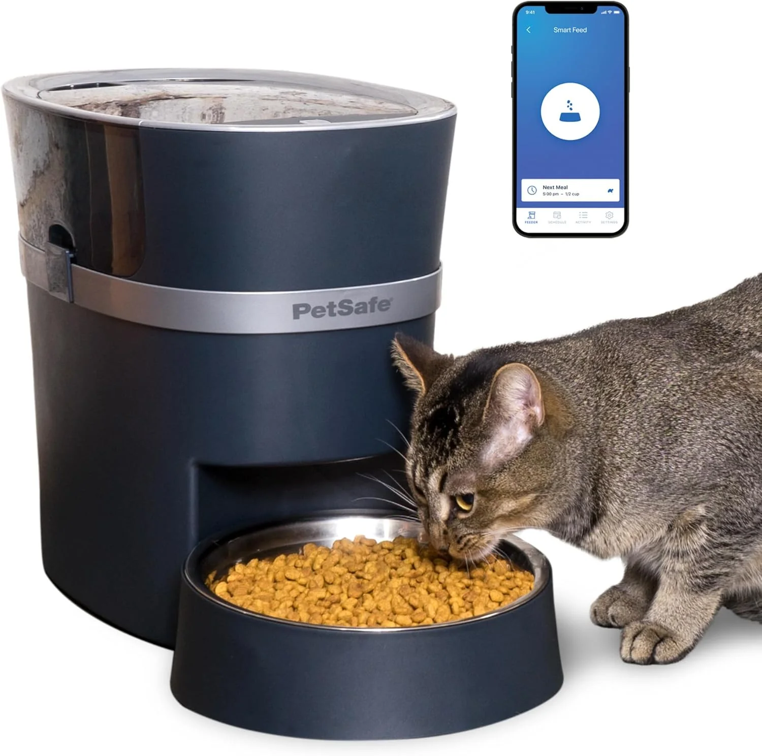 Secure PetSafe Smart Feed – Electronic Pet Feeder for Cats Dogs – 6L 24 Cup Capacity – Programmable Mealtimes – Alexa Apple Android Compatible – Backup Batteries Ensure Meal Delivery During Power Outage Contemporary