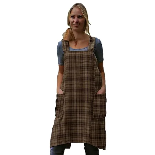 Eco-Friendly Women’s Pinafore Square Apron Baking Cooking Gardening Works Cross Back Cotton Prestigious