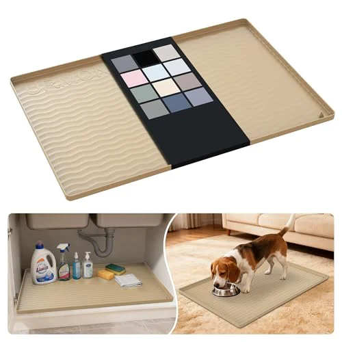 Original Waterproof Silicone Under Sink Mat 28” x 19” Shelf Liner for Kitchen and Bathroom Carefully Designed