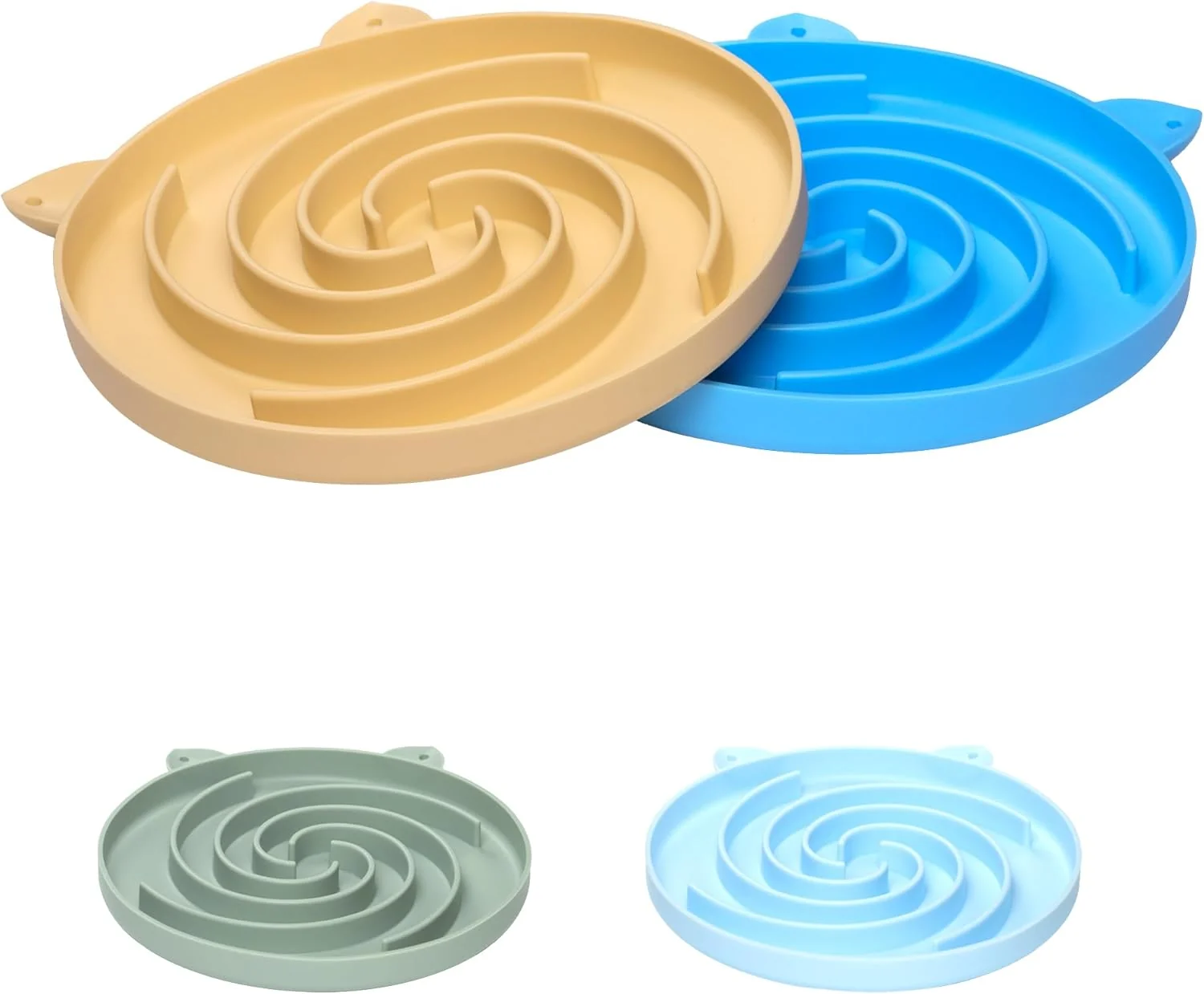 Original Slow Feeder Cat Bowl Easy to Clean Silicone Bowl I for Dry and Wet Food Yellow and Blue Responsible