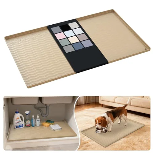 Fashionable Waterproof Silicone Under Sink Mat 31” x 19” Shelf Liner for Kitchen and Bathroom Sophisticated