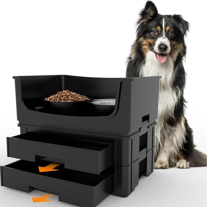 Genuine Mess Proof Pet Bowls No Mess Dog Food and Water Bowl Pet Feeding Station with 2 Stainless Steel Spill-Proof Pet Feeder for Medium and Large Dog BlackAbout ThisOverview Practical