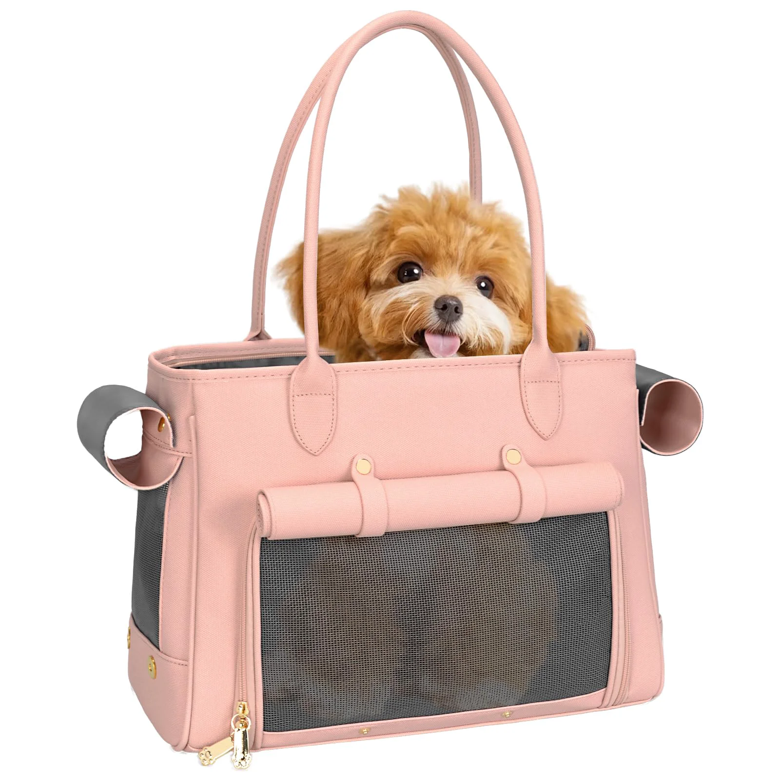 Enhanced Minsong Fashion Pet Carrier Purse for Small Dogs Cats Pink PU Soft-Sided Tote with Large Pockets Next-Generation