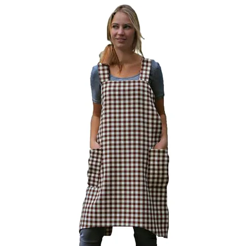 Efficient Women’s Pinafore Square Apron Baking Cooking Gardening Works Cross Back Cotton Fine Crafted