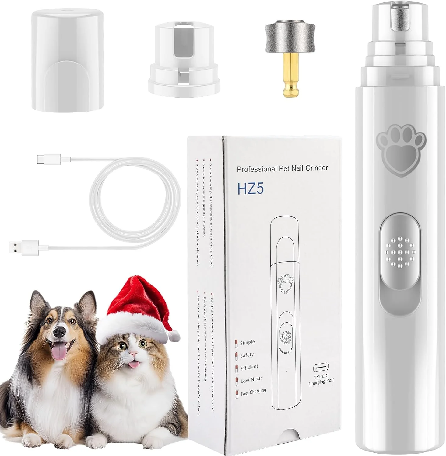Green VIWIK Dog Nail Grinder 2-Speed Rechargeable Dog Nail Trimmers for Large Medium Small Dogs Upgrade Professional Electric Pet Paws Nail Grinder Quiet Puppy Grooming Tool Cat Dog Nail Dremel White Certified