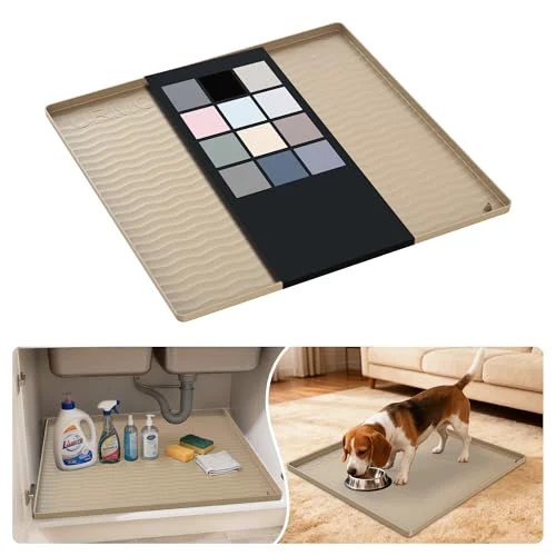 Crafted Waterproof Silicone Under Sink Mat 22” x 22” Shelf Liner for Kitchen and Bathroom Expertly Made