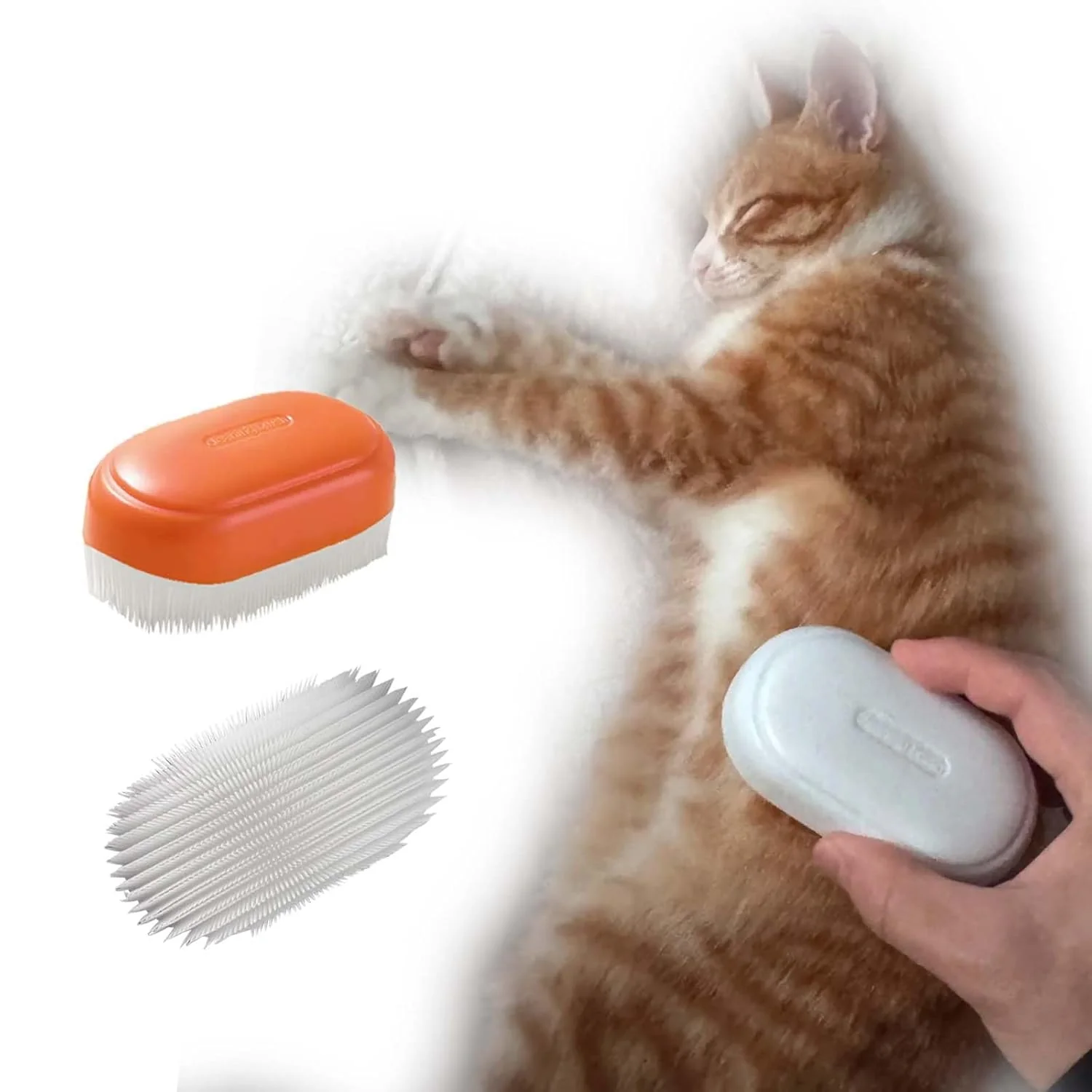 Trendy SoarExcelleryy Soft Fur Cat Brush – Over 1000 gentle cat tongue brushes with prickly serrations suitable for sensitive cats – comfortable lightweight gentle for enhancing intimacy Orange Smooth