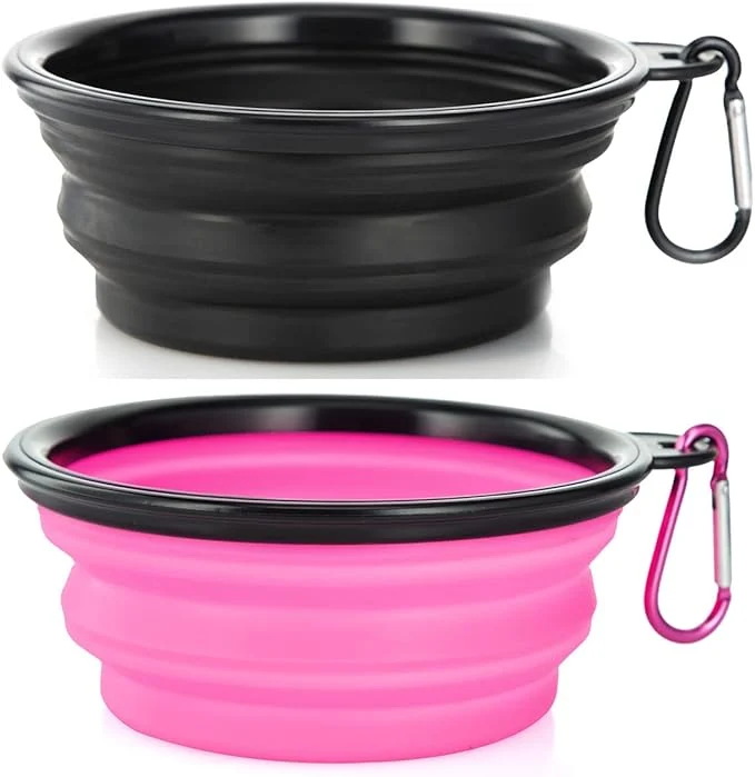 Easy-to-Use Dog Bowl Pet Collapsible Bowls 2 Pack Collapsible Dog Water Bowls for Cats Dogs Portable Pet Feeding Watering Dish for Walking Parking Traveling with 2 Carabiners Small Black Pink About ThisOverview Contemporary