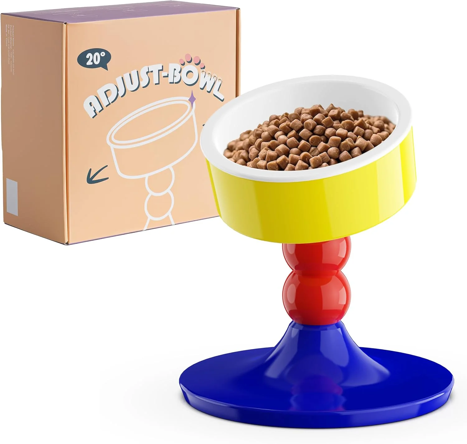 Minimalist Ceramic d Raised Cat Bowls Cat Food Dish with Stand 3 Height Adjustable Raised Dog Bowl Stand for Small Dogs Cats Adjusts to 4.69 5.98 7.28 Red Blue Expertly Made