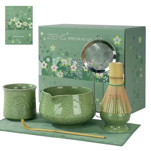Fine Premium Matcha Whisk Set with Blooming Cup Easy-to-Use