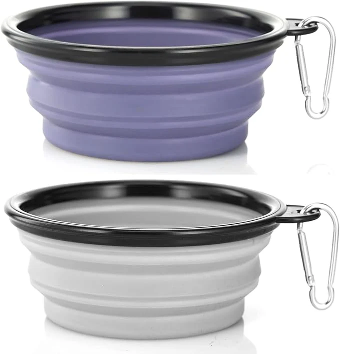 Environmentally Friendly Dog Bowl Pet Collapsible Bowls 2 Pack Collapsible Dog Water Bowls for Cats Dogs Portable Pet Feeding Watering Dish for Walking Parking Traveling with 2 Carabiners Small Purple Concrete Gray About ThisOverview Green