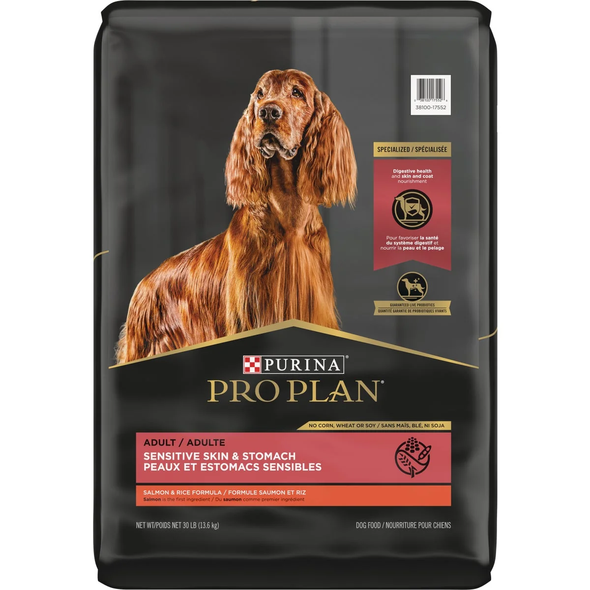 Smooth Purina Pro Plan Sensitive Skin Stomach 30 Lb. Salmon Rice Flavor Adult Dry Dog Food Solid