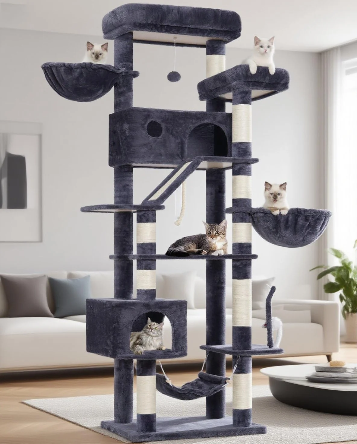 Detailed Gitelsnour Cat Tree for Large Cats – 78.7-Inch Tall Indoor Cat Tower for Multi-Ccat Homes Dark Gray GCT031G Enhanced
