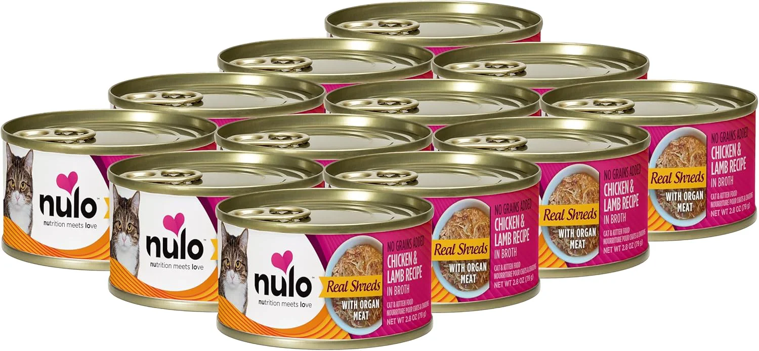Verified Nulo Shreds with Organ Meat Wet Canned Cat Food Chicken Lamb 2.8 Ounce 12 Cans Stylish