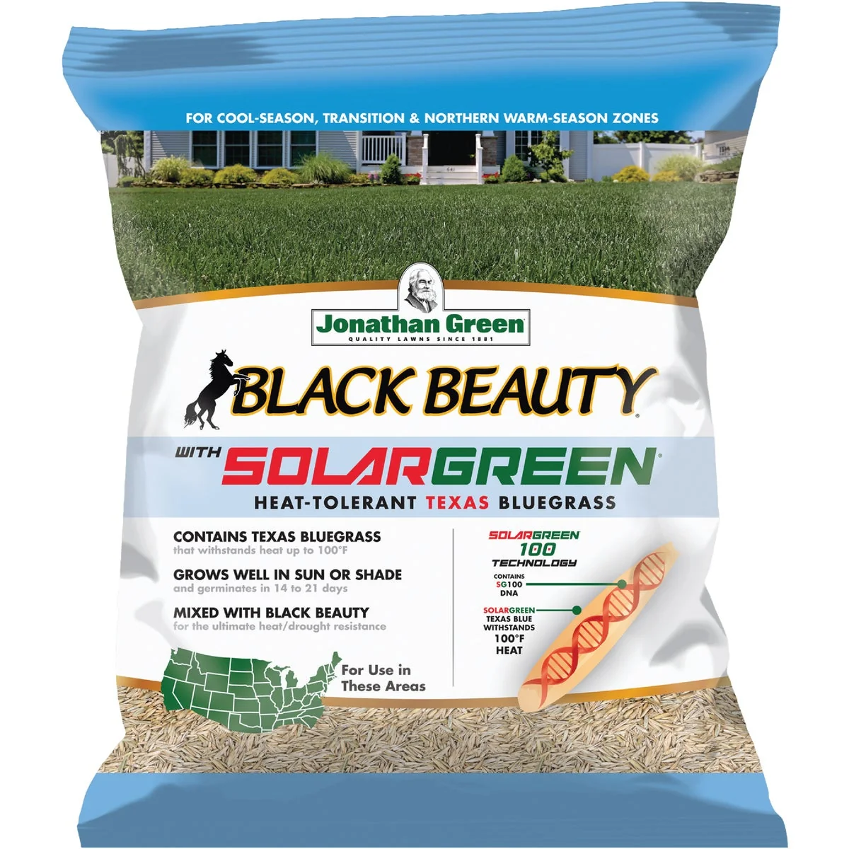 Sophisticated Jonathan Green Black Beauty 3 Lb. Texas Bluegrass Seed with Solargreen Verified
