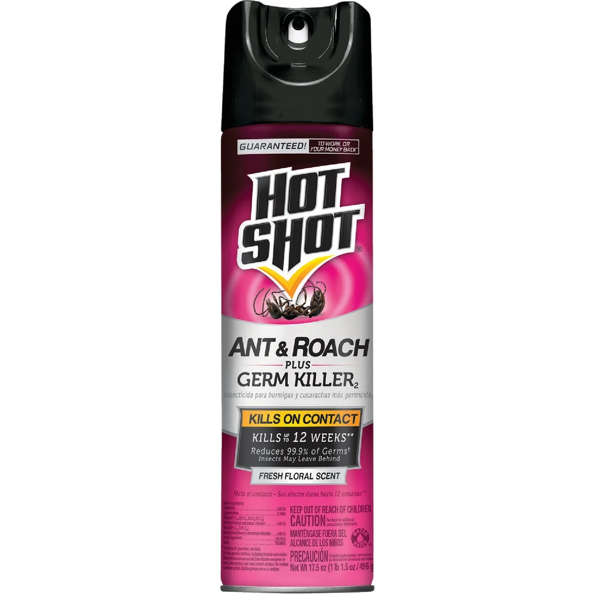 Crafted Hot Shot 17.5 Oz. Fresh Floral Scent Aerosol Spray Ant Roach Killer Plus Germ Killer Quality