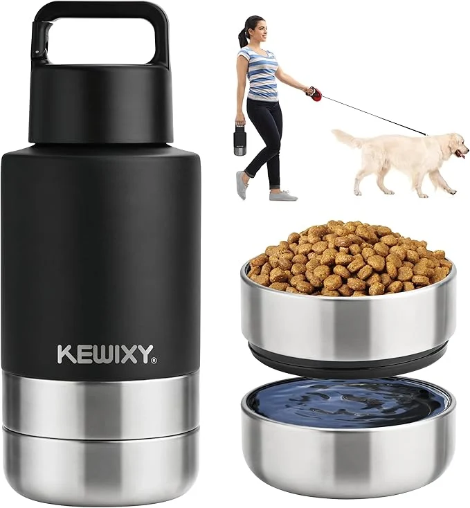 Selected Insulated Dog Travel Water Bottle with Detachable Bowls 3 in 1 Portable Dog Water Bottle Dispenser Dog Accessories for Walking Hiking Camping Outdoor Black 32 Oz About ThisOverview Specialty