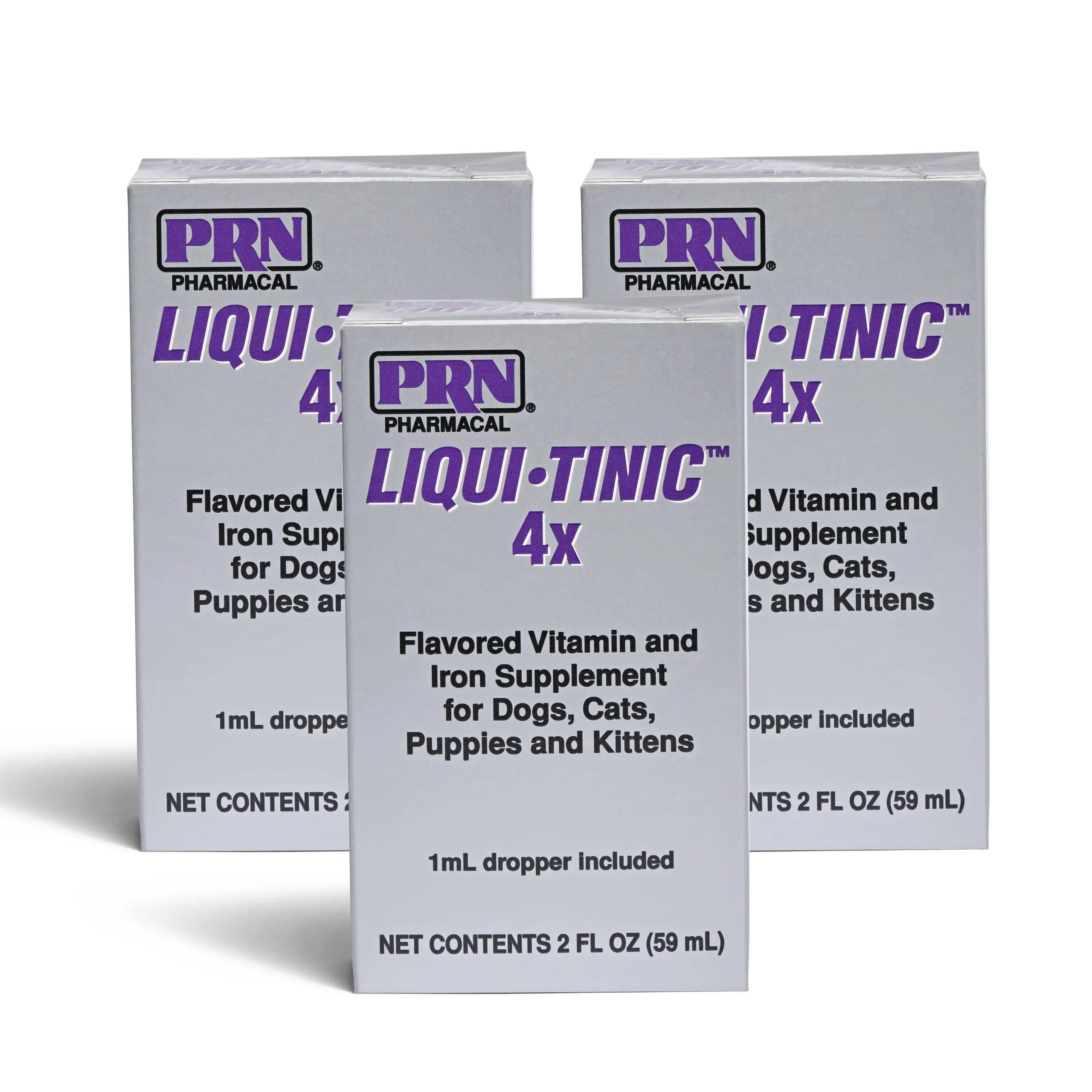 Selected PRN Pharmacal Liqui-Tinic 4X – Iron Vitamins for Pets Liver-Flavored Liquid Supplement 2 oz 3 Pack Reusable