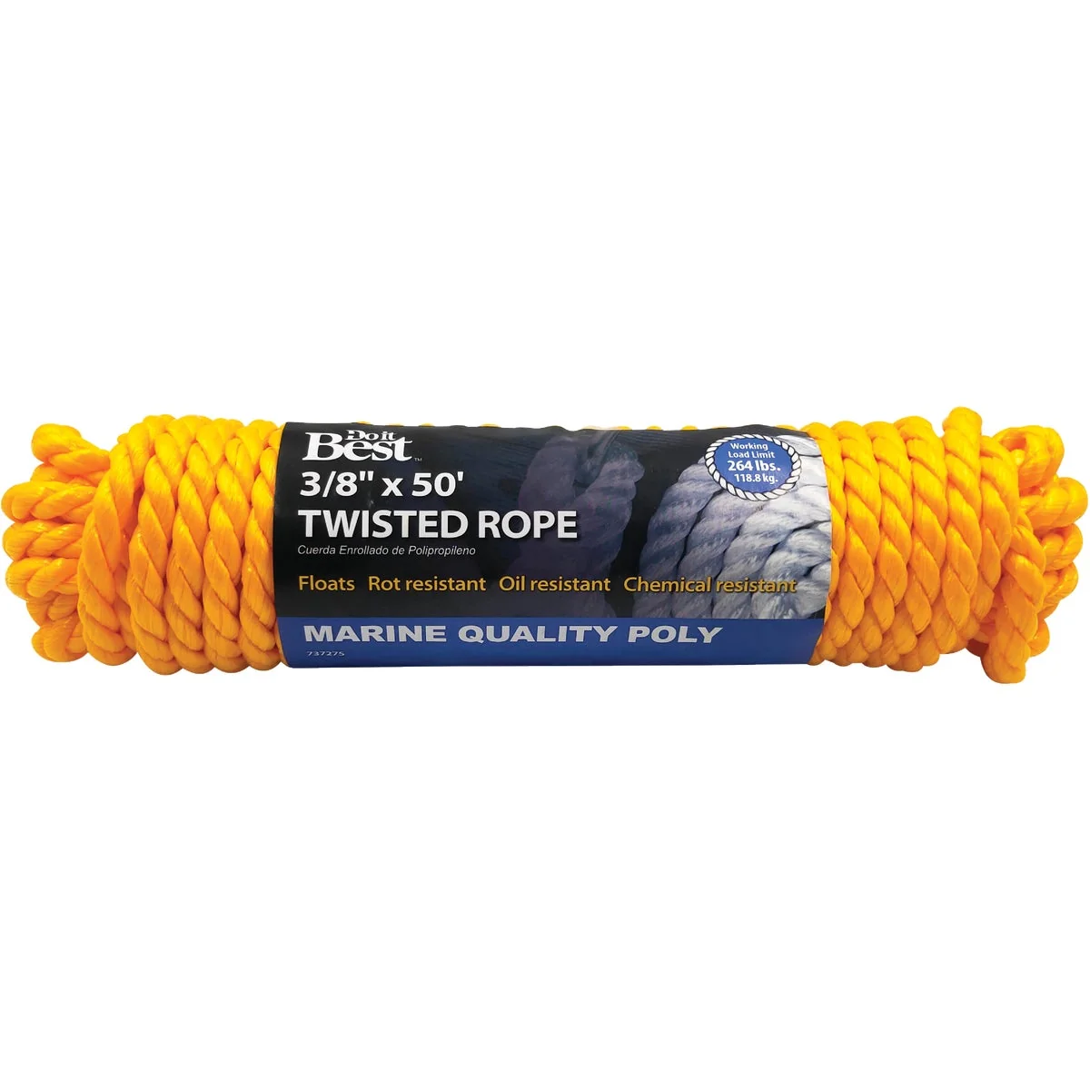 Trusted Do it 3 8 In. x 50 Ft. Yellow Twisted Polypropylene Packaged Rope Soft