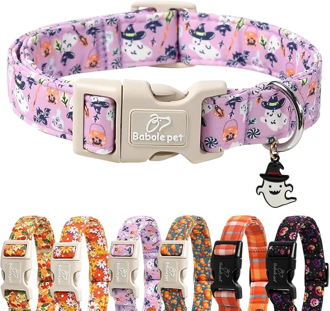 Breathable Halloween Dog Collar Cute Wizard Ghost Puppy Collar Soft