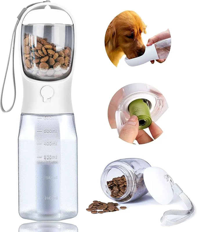 Environmentally Friendly Dog Water Bottle with Food Container Portable Pet Dog Water Dispenser for Outdoor Walking Hiking Travel Puppy Essentials Puppy Supplies Replaceable Waste BagsAbout ThisOverview Fast